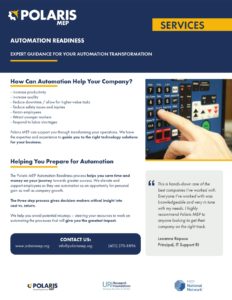 Polaris MEP Automation Readiness for smaller manufacturers- service benefits
