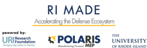 Wordmark logo - RI MADE Defense Supply Chain - Polaris MEP, URI Research Foundation