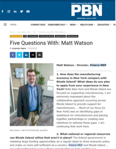 Crop screenshot of article on the new Center Director of Polaris MEP, Matt Watson