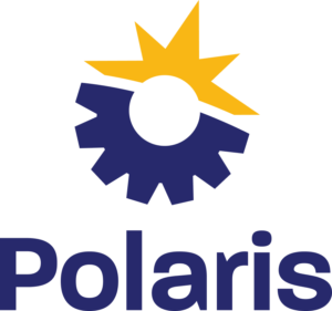 icon of a gear and star combined above the text Polaris